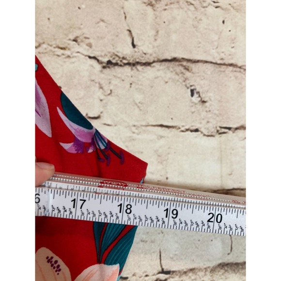 Old Navy Cami Dress Womens 1X Red Floral Tropical Smocked Back Babydoll Plus - Picture 8 of 13